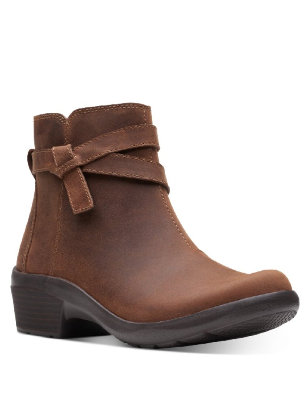 Clarks Women's Angie Spice Ankle Boot, Dark Tan Leather,